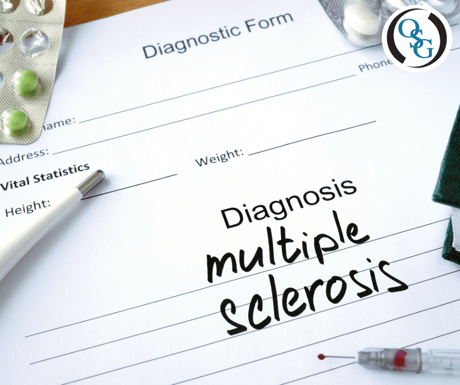 A diagnostic form from a doctor reading "multiple sclerosis"