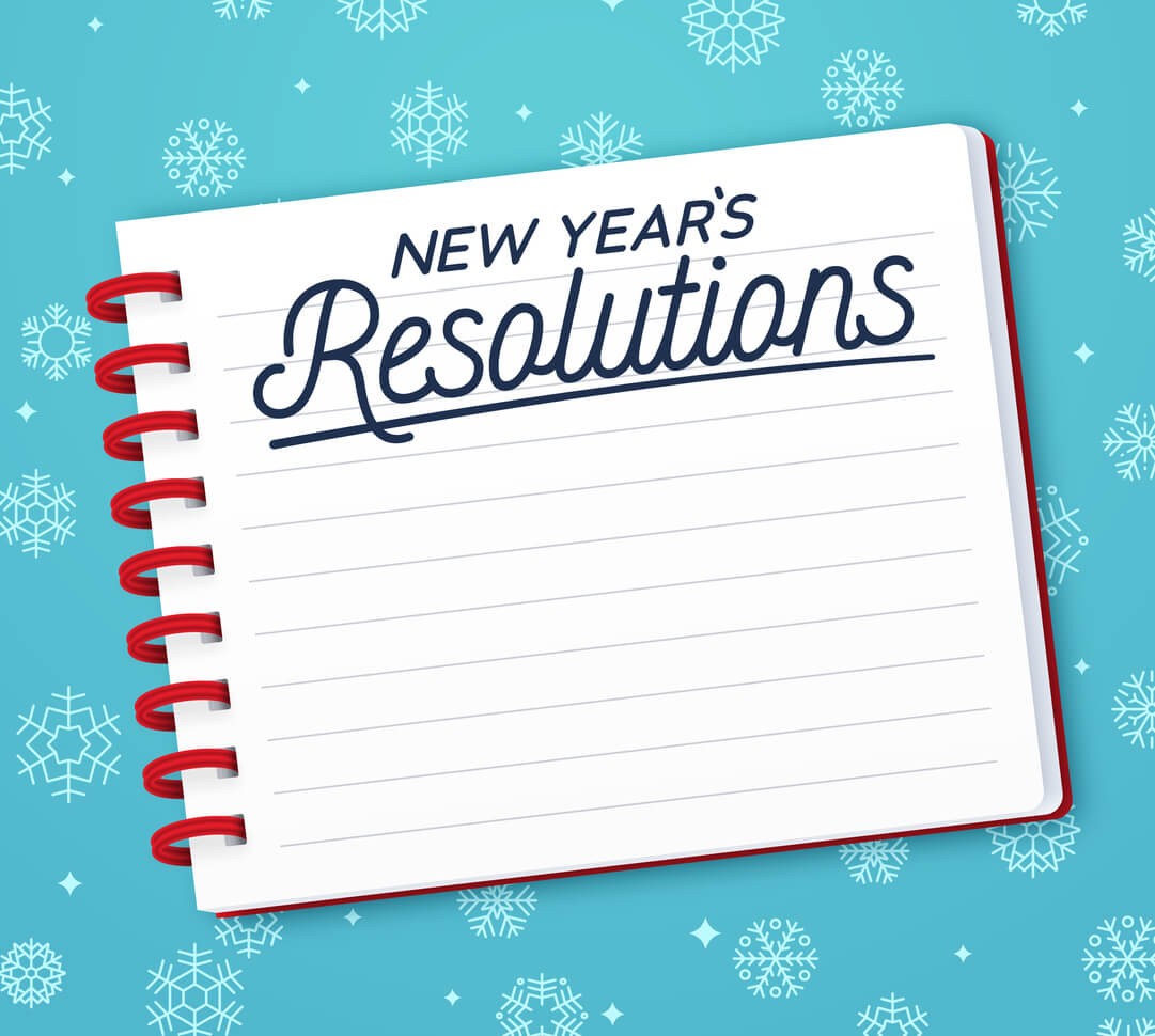 New Year's Resolutions note pad with space for your resolutions and notes.